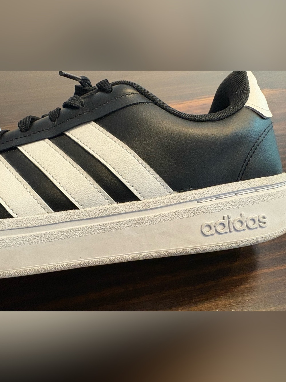 adidas Gradas Black White Leather Sneakers Men’s 9.5 - Picture 9 of 11